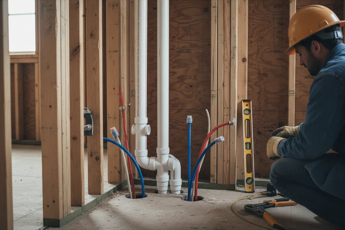 Drain and supply rough-in during Garbage Disposal Repair in Cleveland